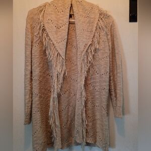 Cupio Beige Fringed Cardigan